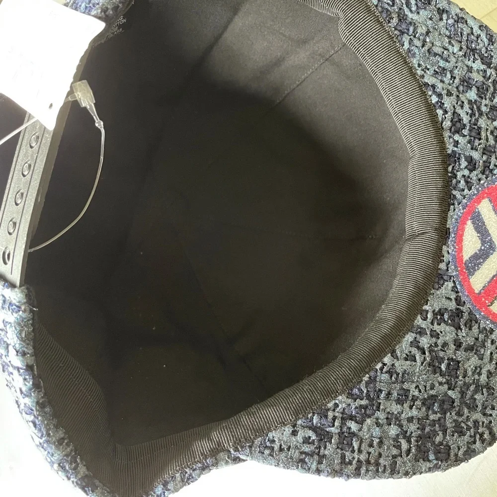 Chanel tweed blue baseball cap hat